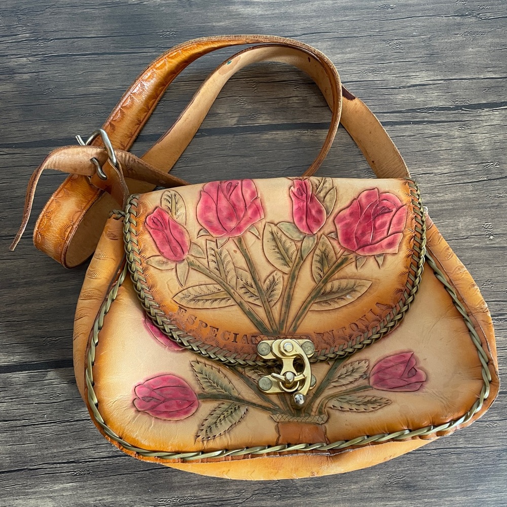 Floral leather purse